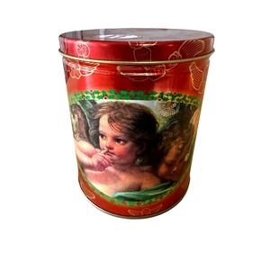 Vintage 1998 Maurice‎ Lenell Cookie Tin Cherub Angels Red Metal Chicago USA